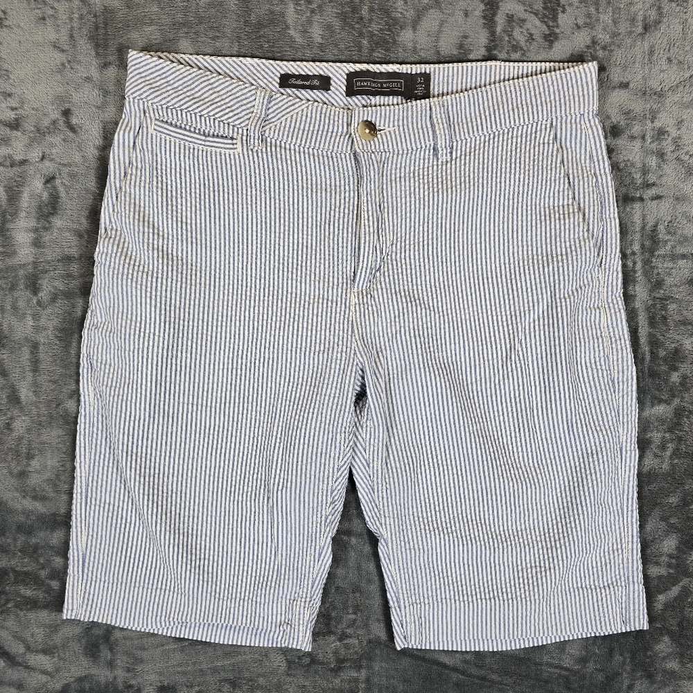 Hawkings Mcgill Seersucker Shorts Tailored Fit Striped Size 32